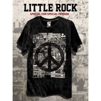 เสื้อยืดคอกลมแขนสั้น Little Rock ลาย WOODSTOCK งานเทศกานตรี วูดสต็อก ผ้าดำฟอก มีถึง ขนาดใหญ่ 52 นิ้ว