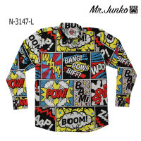 ?ส่งฟรี?เชิ้ตแขนยาว งานต่อลาย Mr.Junko ผ้าซาติน นิ่มใส่สบายไม่ร้อน N-3147-L