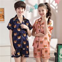 Fake Silk New Boys Pajamas Kids Home Pajama Sets Girls Pyjamas Kids Cartoon Sleepwear Baby Nightwear Summer Pijamas for Kids