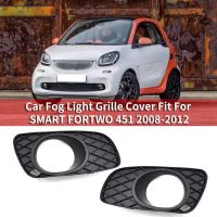 2 Piece Bumper Fog Light Grille Protective Cover Fog Lamp Foglight Frame Hood Left/Right Front Replacement Parts for SMART FORTWO 451 2008-2012