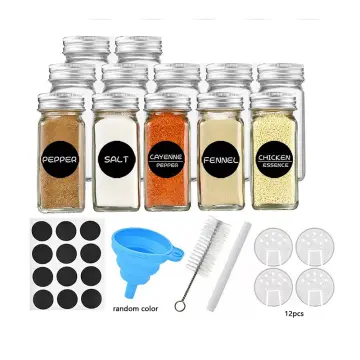 Set of 12Pcs Empty Plastic Spice Jars with Black Cap,Spice Containers for  Storing BBQ Seasoning