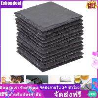 Eshopdeal【Ready Stock】 12 ชิ้นธรรมชาติ Slate Coasters Square เครื่องดื่ม Coasters Cup Coaster Rustic Cup Pad