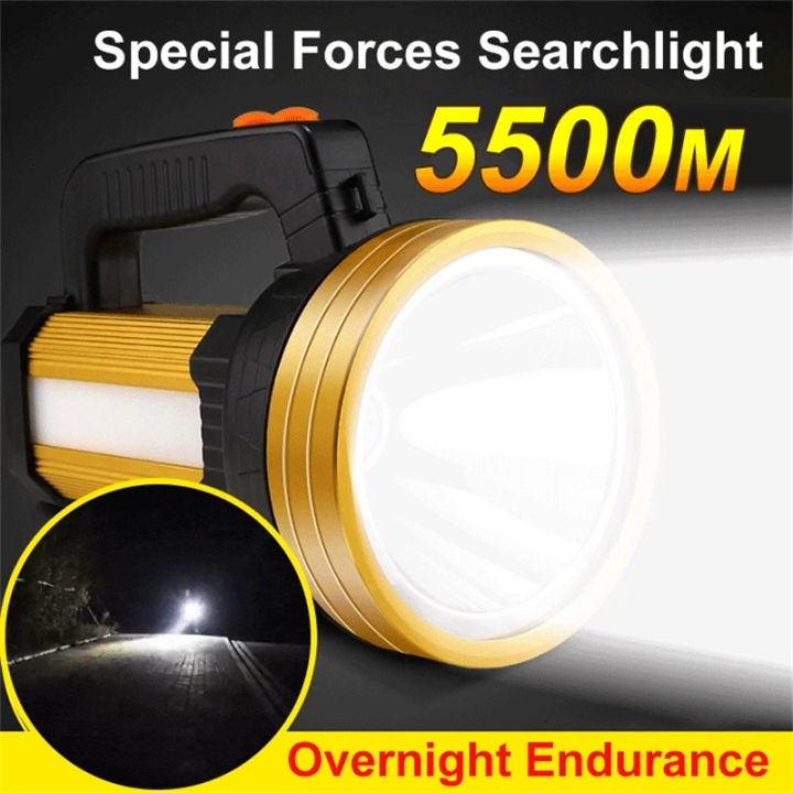 ไฟฉาย-led-t6-flashlight-ไฟฉายสปอตไลท์-ไฟฉายแรงสูง-led-searchlight-5500m-waterproof-usb-searchlight-torch-ไฟฉายเดินป่า-ไกลมาก-สว่างมาก-ไฟแรงมาก