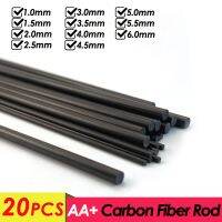 20PCS Carbon Fiber Round Rod Dia 1MM 2MM 3MM 4MM 5MM 6MM 0.5M High Strength Light Weight DIY Composite Accessory for RC Airplane Electrical Connectors