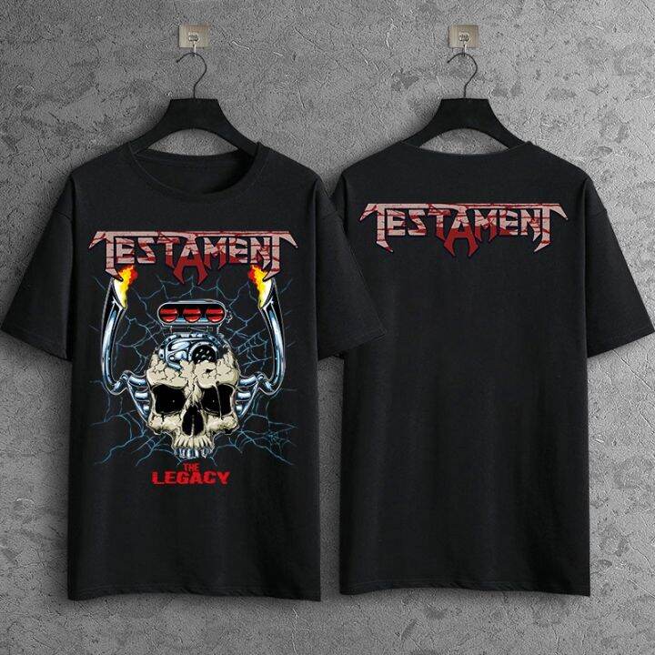 READY STOCK Top testament rock Band Shirt Custom Print Streetwear Black