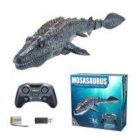 ไดโนเสาร์แบบใช้รีโมตควบคุม2.4กรัมสำหรับเด็ก Mosasaurus ของเล่นดำน้ำ Rc เรือพร้อมไฟฉีดน้ำสำหรับสระว่ายน้ำอาบน้ำในห้องน้ำของเล่น