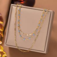 【YF】▣﹍  316L Enamel  Decorated 3Layers Chains Necklace Fashion Neck Jewelry Wedding