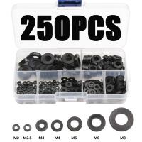 ▨﹍ 250PCS Nylon Washers M2 M2.5 M3 M4 M5 M6 M8 Nylon Washers Plastic Insulation Spacers Seals Black White Set Gasket Ring Kit