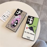 เคสโทรศัพท์ Samsung Galaxy,เคส S23อัลตร้า S22พิเศษ S23พิเศษเคสลายการ์ตูนรูปแมวชาและแมวกระจกเคลือบเงาแฟชั่น