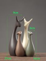 style2-4PCS Nordic Gray Cute Deer Rabbit Elephant Ceramic Adornments Cabinet Store Bar Figurines Decoration Home Livingroom Sculpture Crafts