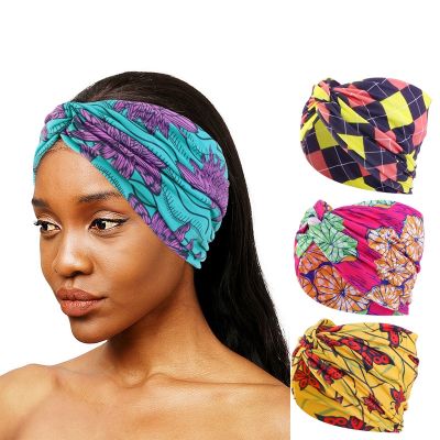 【cw】 African Pattern Twist Headband Wide Band Stretch Hair BandsWomenRunMake Up Bandage Ladies Hair Accessories 【hot】