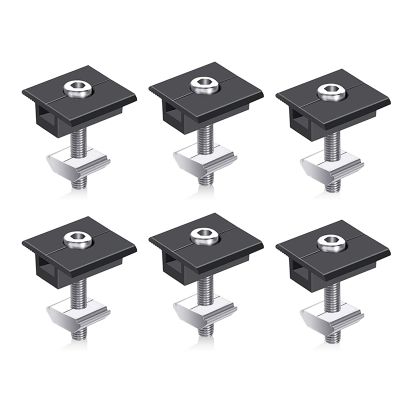 6 Pack Centre Clamp 30mm Black T-Shaped Centre Clamp Photovoltaic Adjustable Solar Panel Centre Clamp for Solar Panel