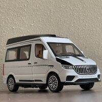 1:24 Benzs Sprinter MPV โมเดลรถโลหะผสมหล่อโลหะรถบัสของเล่นรถจำลองเสียงและแสงสูงของขวัญสำหรับเด็กเก็บสะสม