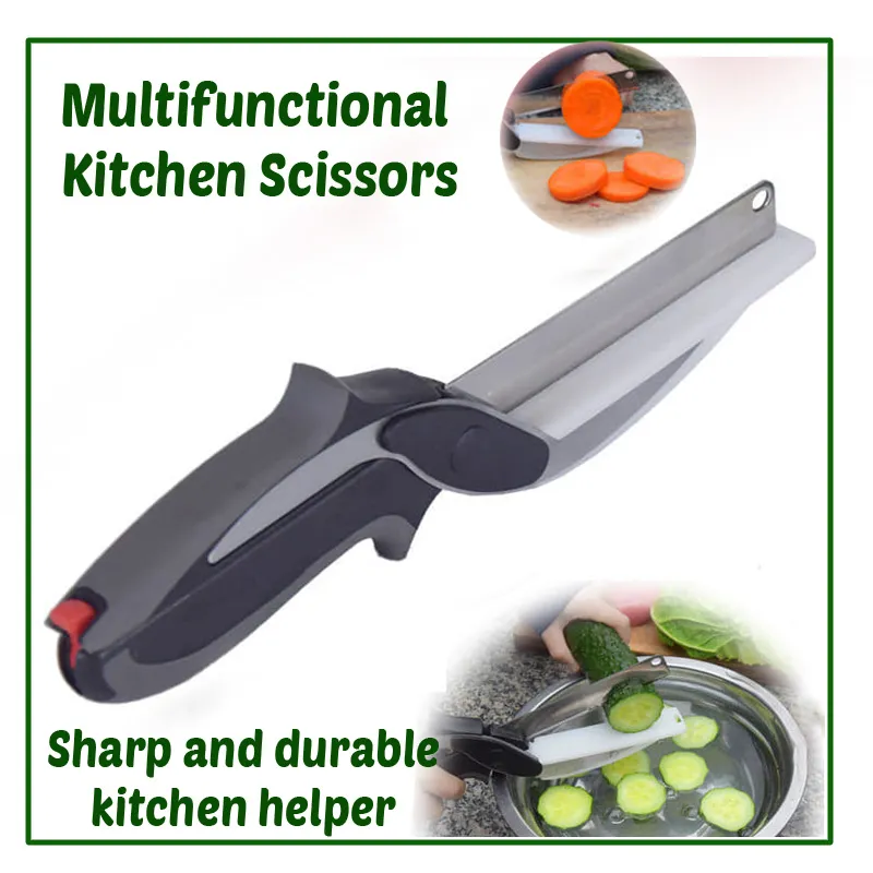 Kitchen Food Cutter Chopper Clever Knife with Board Clever Multipurpose  Scissors