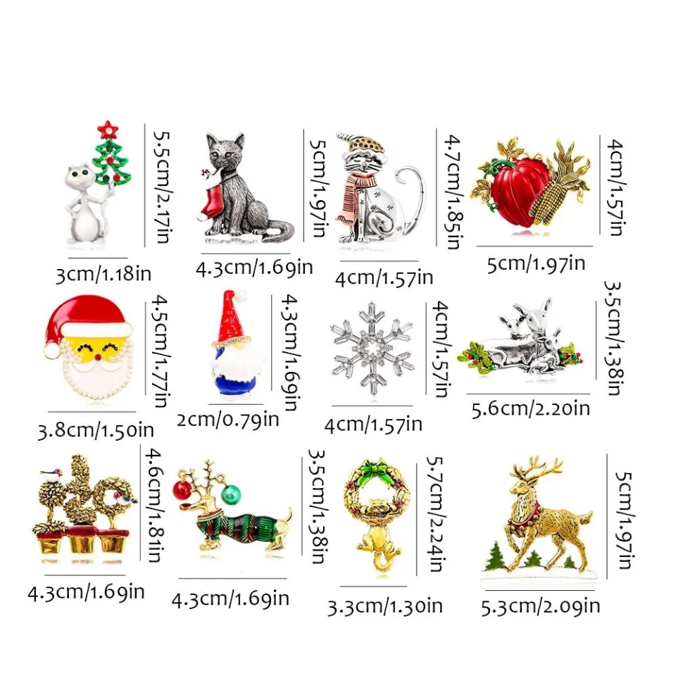 HELGA Santa Claus Merry Christmas Brooch Christmas Elk Snowflake ...