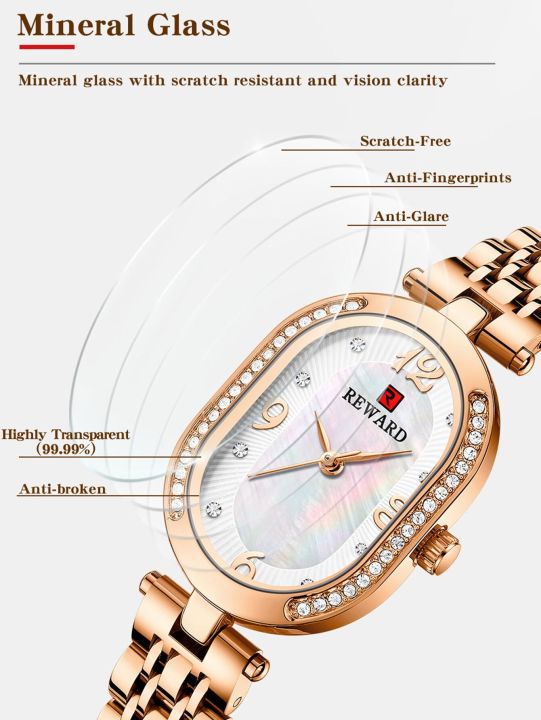 นาฬิกาควอตซ์รางวัลใหม่สำหรับแฟชั่นสำหรับผู้หญิงนาฬิกาข้อมือสุดหรูนาฬิกาข้อมือสแตนเลสสตีล