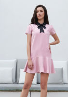 เดรสแขนสั้นคอแต่งโบว์ | Short Sleeve Dress with Bow Collar