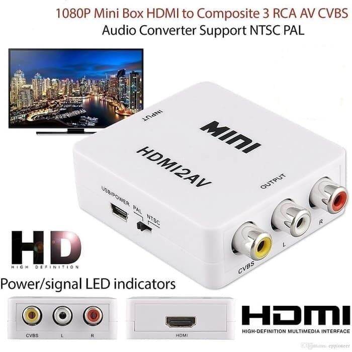 HDMI To AV RCA Converter Adapter Mini Box Converter HDMI to AV RCA