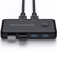 USB KVM สวิตช์ USB ฮับ3.0แบบ2 In 4 Out 2 PC ใช้ร่วมกัน4 USB อุปกรณ์2X4 USB3.0 5Gb Feona