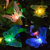 Led Solar Powered Butterfly Fiber Optic Fairy String Lights Waterproof Christmas Outdoor Garden Holiday Decoration Lights