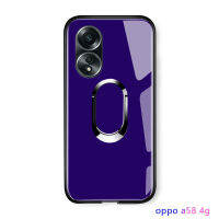 เคสโทรศัพท์พร้อมใช้งานสำหรับ A58 OPPO 4G เคสที่วางแหวนแม่เหล็กกลมหรูหราเคสป้องกันโทรศัพท์กระจกเทมเปอร์ฝาหลังกันกระแทก