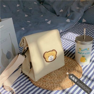 【hot sale】✿ C16 Korean ins cute little bears ancient sense Japanese Harajuku girl chic soft girl Shoulder Bag Canvas Messenger Bag