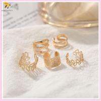 SNSQDYW0010 5pcs/set ของขวัญ เครื่องประดับ สีทอง เรียบง่าย ใบหู Cuff กิ๊บติดหูแบบไม่เจาะหู กระดูกอ่อนปลอม ต่างหูผู้หญิง