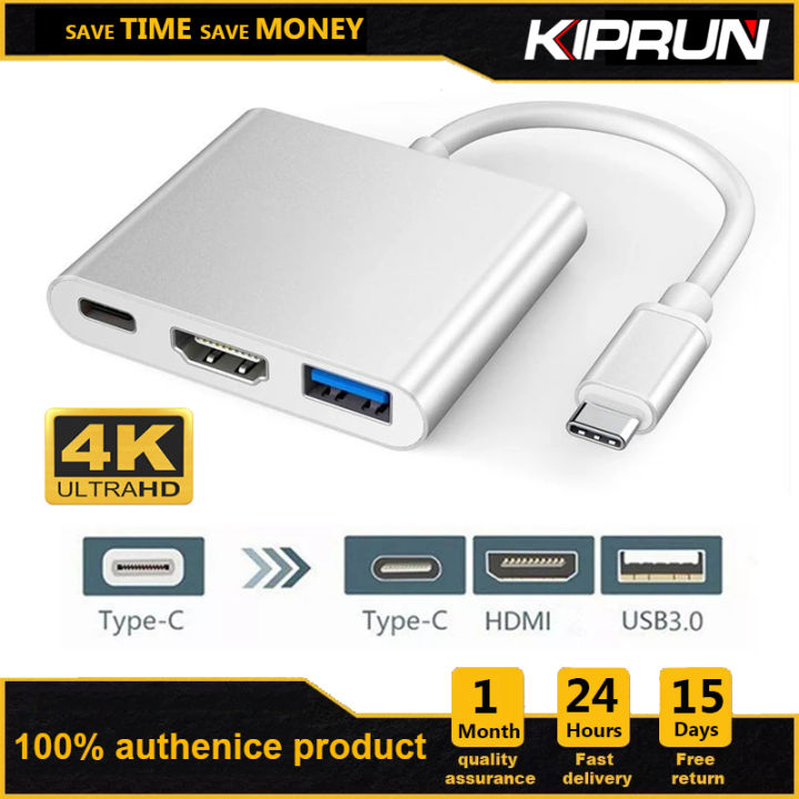 KIPRUN Type C To 4K HDMI USB 3.0 Charging HUB Adapter USB-C 3 in 1 ...