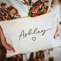 hot【cw】 Personalized Makeup Bridesmaid Bachelorette Favors Bridal Shower Proposal Canvas Monogram Pouches