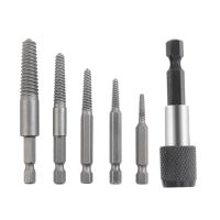 6 Pcs Screw Extractor Center Drill Bits Guide Set Broken Damaged Bolt Remover Hex and Spanner for Broken Hand Tool