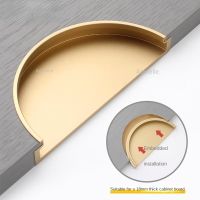 ☽ Gold Door Knobs Matte Black Half Moon Round Drawer Pull Wardrobe Handle Aluminum Alloy Half Circle Design Brass