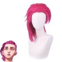 LOL The Piltover Enforcer Young Vi Cosplay Wig Deep Rose Wigs For Women Party Heat Resistant Synthetic Hair +Free Wig Cap