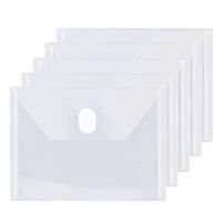 5PCS Small Clear Plastic Envelopes A7 Size Clear Envelopes Folder with Hook and Loop Closure Storage Holder for Receipt Card