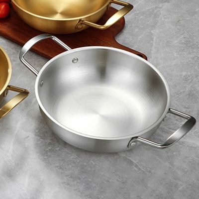 Korean Instant Noodle Stainless Steel Pot with Double Handles Household Thickened Soup Sea Food Boiling Pan Kitchen Utensils Co