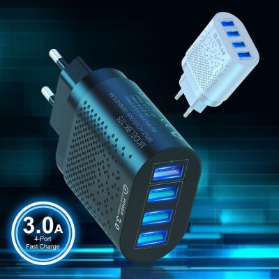 IRCTBV QC 3.0โทรศัพท์มือถือพกพาได้อะแดปเตอร์ชาร์จในรถยนต์ชาร์จเร็วพอร์ต USB 4พอร์ต EU US Plug