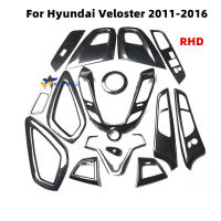 Xuming สำหรับ Hyundai Veloster 2011-2016อุปกรณ์เสริมคาร์บอนไฟเบอร์เนื้อภายในรถตกแต่งเกียร์เปลี่ยนลูกบิดมือจับประตู ABS สติ๊กเกอร์