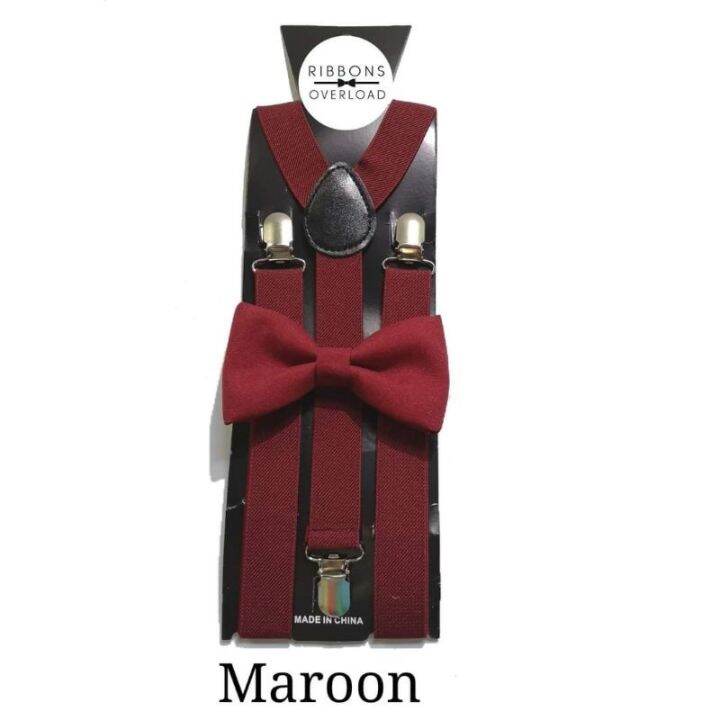 Maroon Bowtie and suspenders Lazada PH
