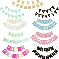 Paper Bunting Garland Banners Flags Happy Birthday Banner Decoration Boys Girl Baby Shower Birthday Party Decoration Supplies Banners Streamers Confet