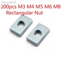 200pcs Square Nut Rectangular M3 M4 M5 M6 M8 Aluminum Profile Square Nut GB39 Accessory Slider Block Carbon Steel Countersunk