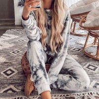 Women Casual Tie Dye Tracksuit Pijama Home Two Piece Set Lounge Wear Sweatshirts Suit Loose Outfits Ropa Mujer Autumn Clothes