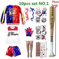 2 Children Харли Квинн Cosplay Costumes Harleen Quinzel Kids Girls Jacket Wig Baseball Bat Clothes