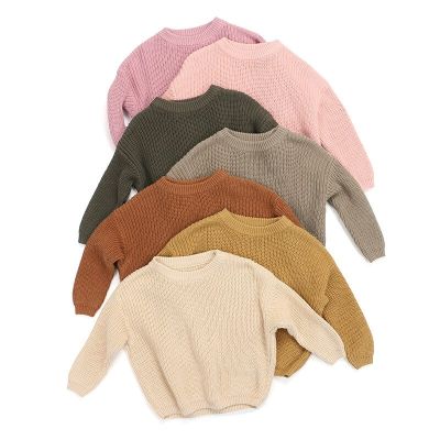 2021 New Childrens Knitted Sweater Boys And Girls Pure Color Simple Sweater Baby Girl Winter Clothes Chunky Knit Sweater Baby
