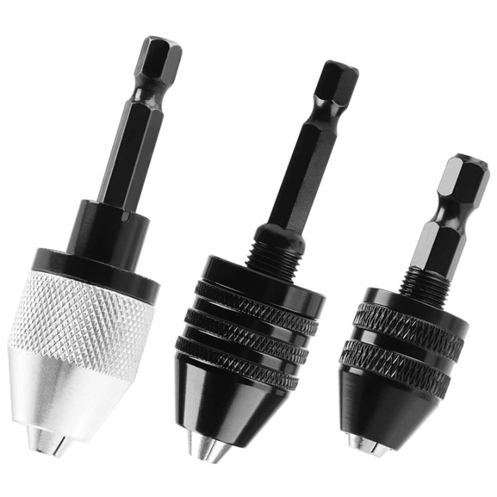 3pcs-1-4-inch-hex-shank-keyless-drill-chuck-quick-change-adapter-converter-impact-drills-bits-electric-tool-accessories