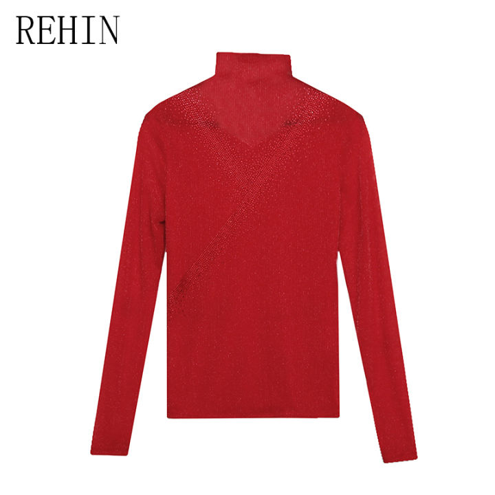 rehin-เสื้อยืดแฟชั่นเข้ารูปสำหรับผู้หญิง-2023เสื้อแฟชั่นแขนยาวติดพลอยเทียมใส่ในฤดูใบไม้ร่วง
