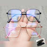 Goodglasses : แว่นสายตาสั้น กรองแสงสีฟ้า ทรงสี่เหลี่ยมคางหมู //D76 ?️