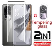 Reno10Pro Oppo 2 In 1ปกป้องหน้าจอสำหรับ + 5G 10Pro Reno10บวก Reno10Pro Reno กระจกนิรภัยป้องกันเต็มพื้นที่อุปกรณ์ป้องกันเลนส์หลังฟิล์มกันรอยด้านหน้า