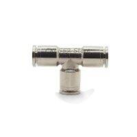 1Pc PE6/8/10/12/14/16 Copper Nickel Plated Equal Diameter Quick Plug Tee Connector