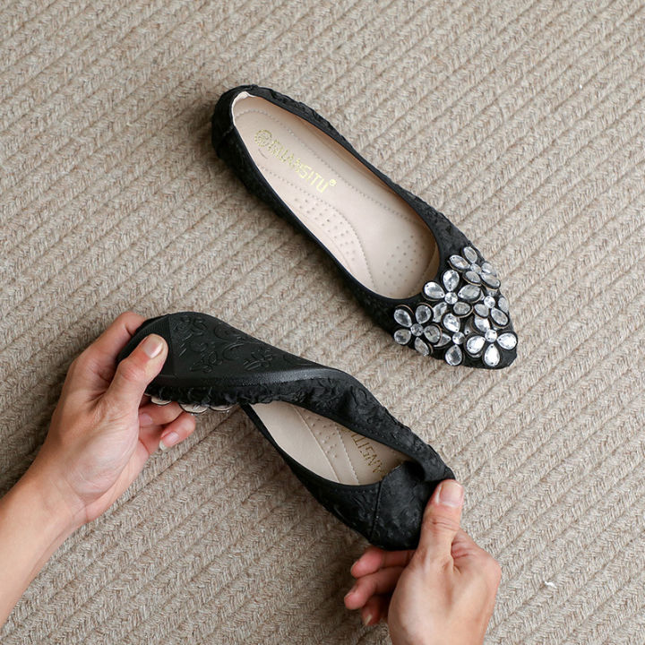 szhydz-szhydz-รองเท้าแฟชั่น2023ปลายแหลมพลอยเทียมรองเท้าผู้หญิงปากเบารองเท้าส้นแบนอเนกประสงค์สีดำ
