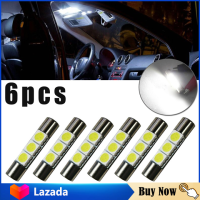 CKMK 6Pcs 12V Xenon สีขาว3SMD 6641 6614F หลอดไฟ LED กระบังแสงกระจกแต่งหน้าฟิวส์ Light ปลั๊กแอนด์เพลย์ที่ไม่ซ้ำกันและสดใส