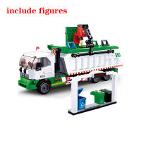 2021432Pcs City Garbage Classification Truck Car 100 Cards Building Blocks Sets Brinquedos Playmobil Educational Toys for Children